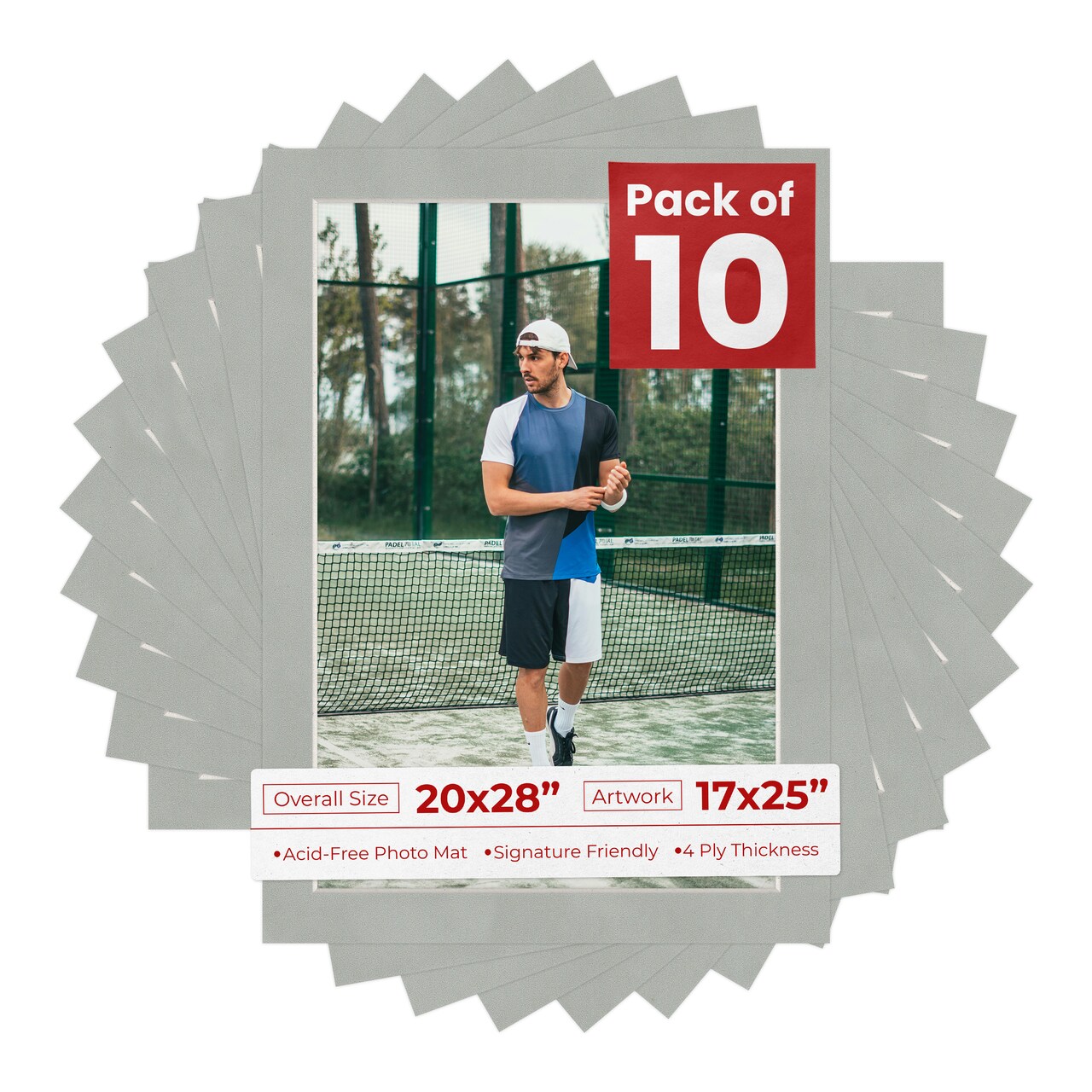 Light Grey Suede Mat Board for 20x28 Frames - Fits 17x25 Photos